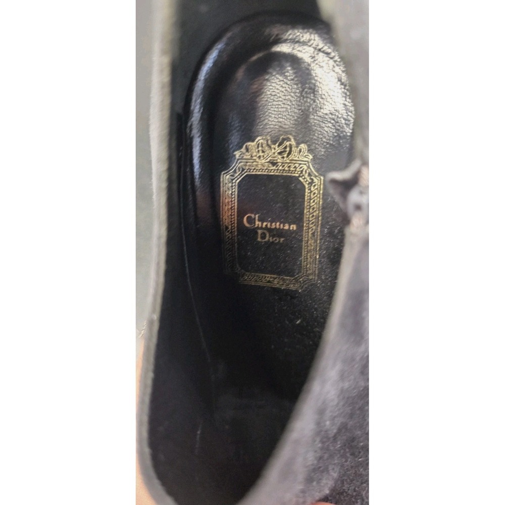 Christian Dior Charcoal Gray Suede Boot Booties 36 Side Zip 4in Heels Classy - Picture 6 of 9